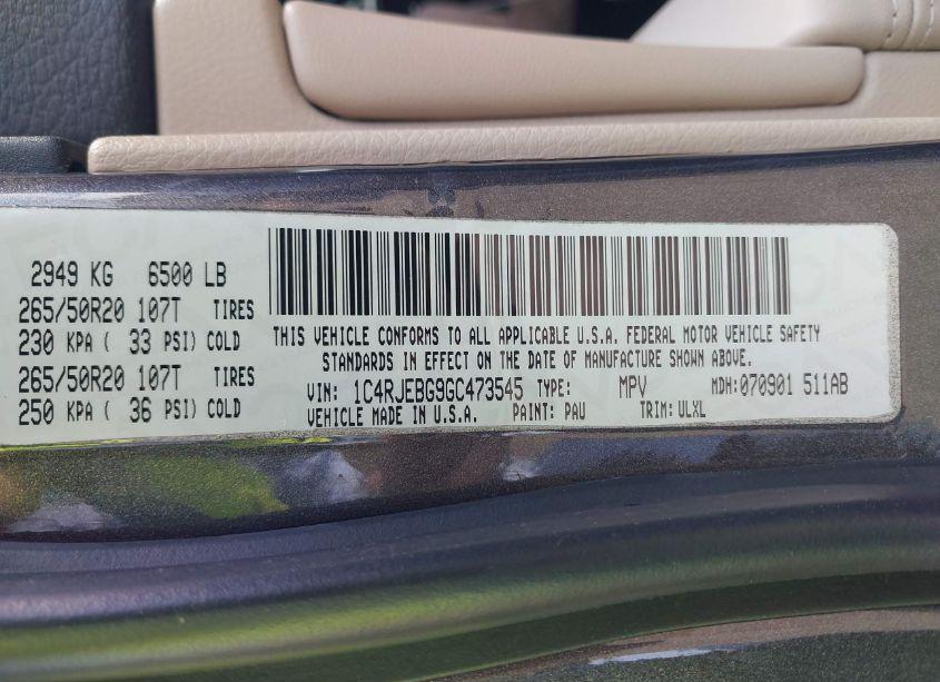 Photo 9 of 2016 Jeep Grand CHEROKEE LIMITED (VIN 1C4RJEBG9GC473545)