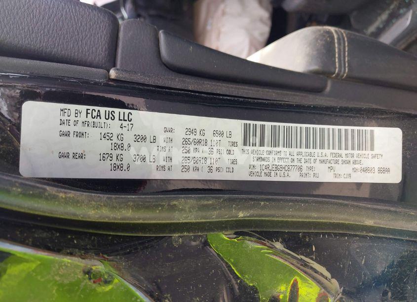 Photo 9 of 2017 Jeep Grand CHEROKEE LIMITED 4X2 (VIN 1C4RJEBG9HC877706)