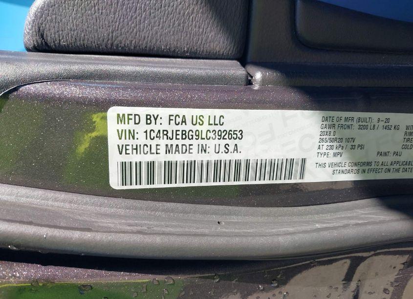 Photo 9 of 2020 Jeep Grand CHEROKEE LIMITED 4X2 (VIN 1C4RJEBG9LC392653)