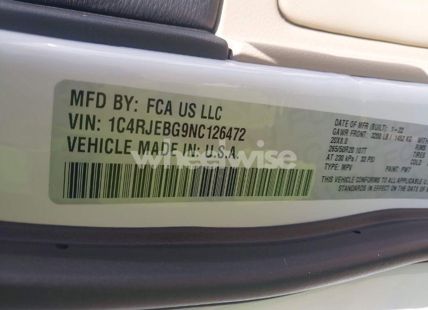 Photo 9 of 2022 Jeep Grand CHEROKEE WK LIMITED 4X2 (VIN 1C4RJEBG9NC126472)