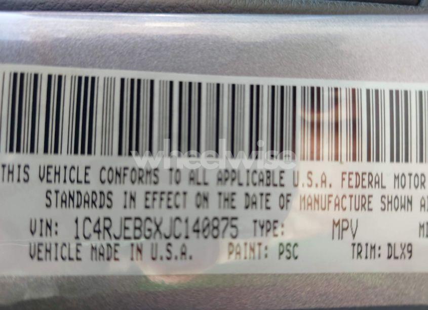 Photo 9 of 2018 Jeep Grand CHEROKEE LIMITED 4X2 (VIN 1C4RJEBGXJC140875)