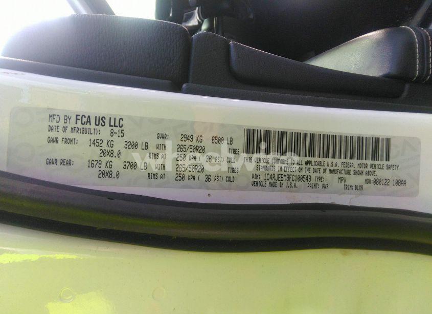 Photo 9 of 2015 Jeep Grand CHEROKEE LIMITED (VIN 1C4RJEBM9FC100543)