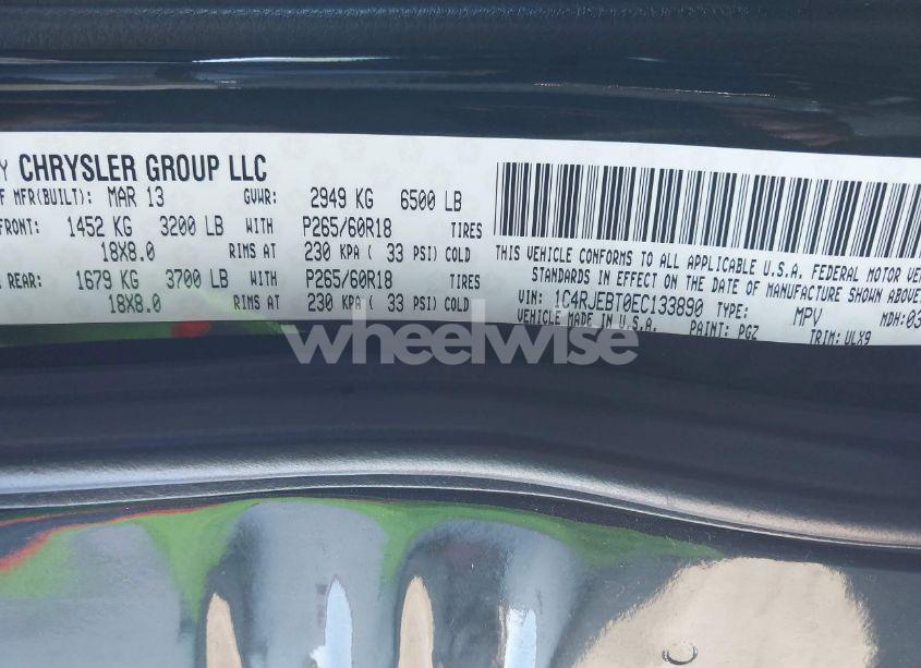 Photo 9 of 2014 Jeep Grand CHEROKEE LIMITED (VIN 1C4RJEBT0EC133890)