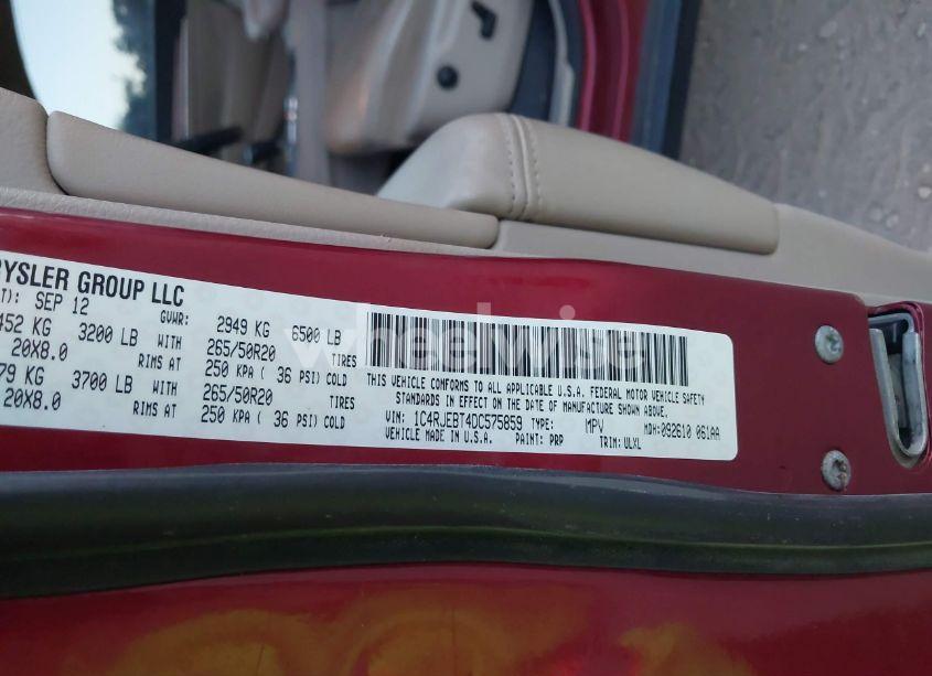 Photo 9 of 2013 Jeep Grand CHEROKEE LIMITED (VIN 1C4RJEBT4DC575859)