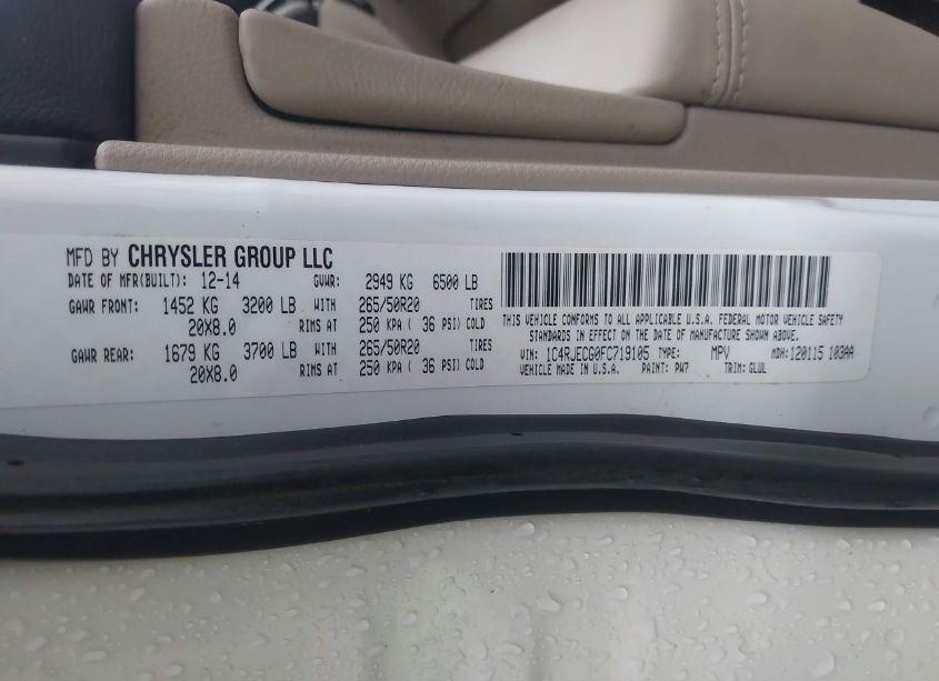 Photo 9 of 2015 Jeep Grand CHEROKEE OVERLAND (VIN 1C4RJECG0FC719105)