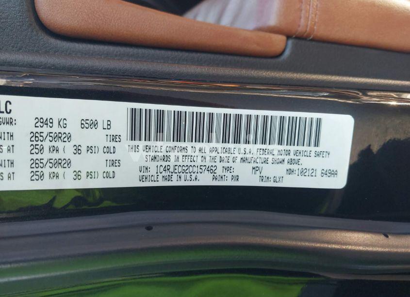 Photo 9 of 2012 Jeep Grand CHEROKEE OVERLAND SUMMIT (VIN 1C4RJECG2CC157462)