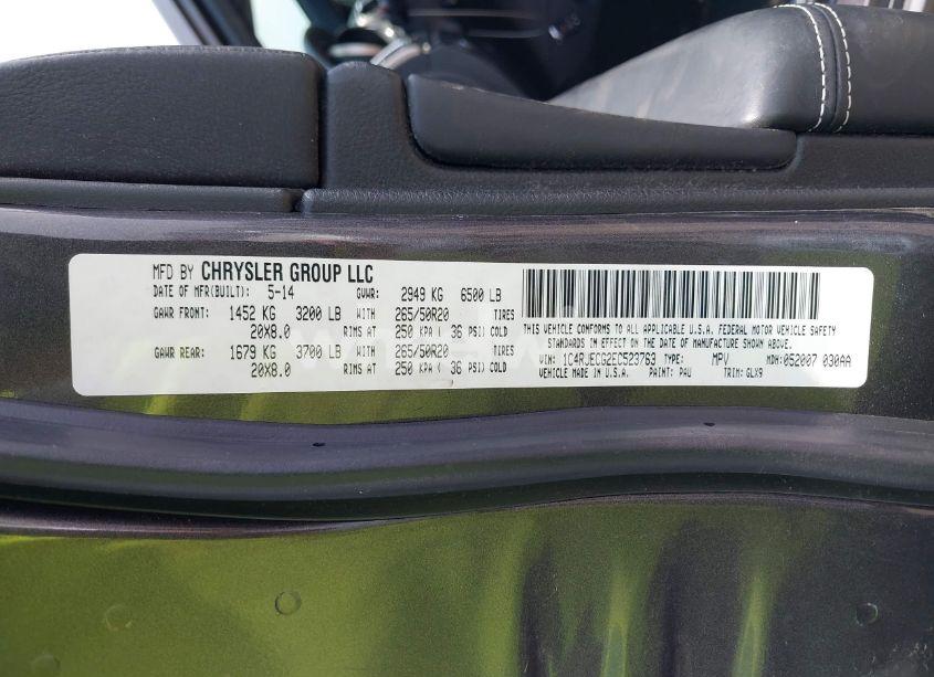 Photo 9 of 2014 Jeep Grand CHEROKEE OVERLAND (VIN 1C4RJECG2EC523763)