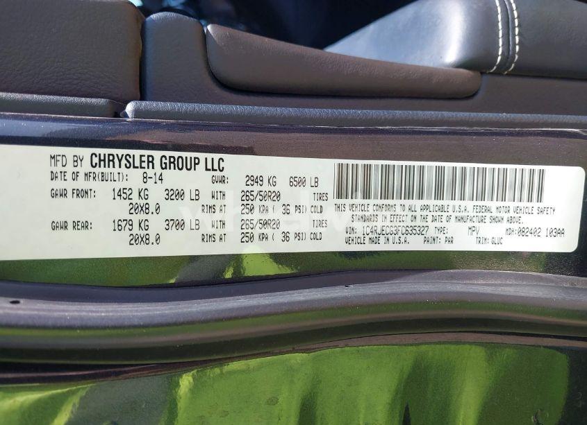 Photo 9 of 2015 Jeep Grand CHEROKEE OVERLAND (VIN 1C4RJECG3FC635327)