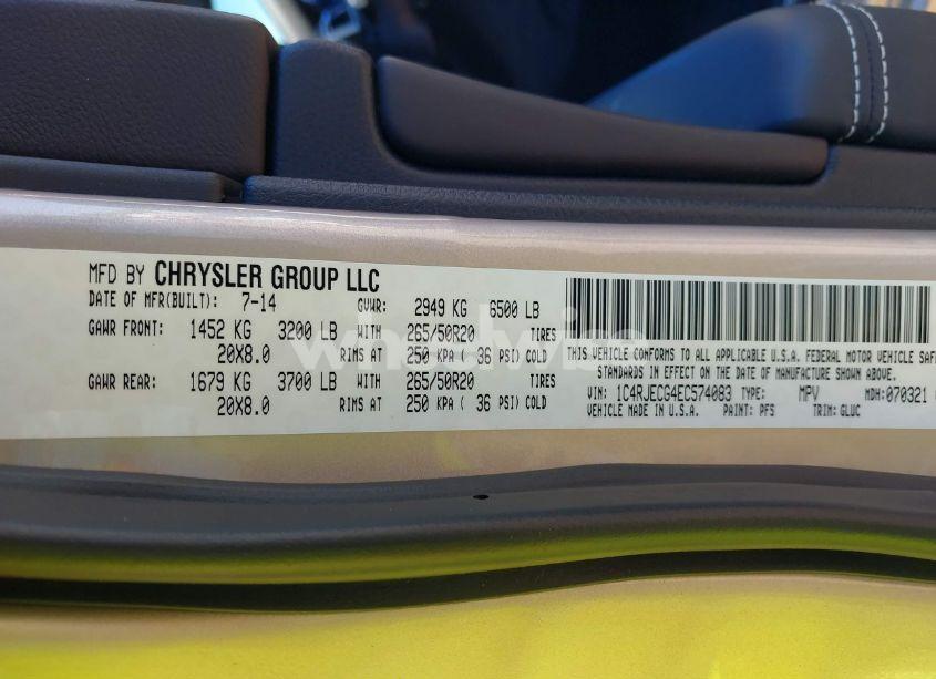 Photo 9 of 2014 Jeep Grand CHEROKEE OVERLAND (VIN 1C4RJECG4EC574083)