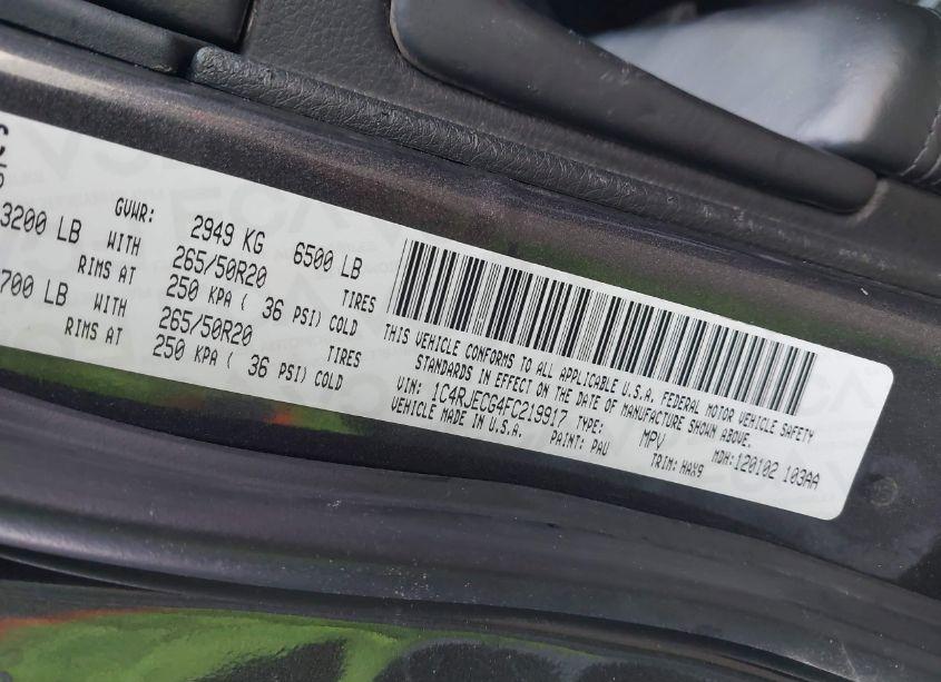 Photo 9 of 2015 Jeep Grand CHEROKEE HIGH ALTITUDE (VIN 1C4RJECG4FC219917)