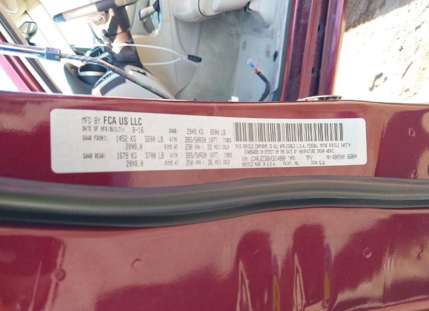 Photo 9 of 2017 Jeep Grand CHEROKEE OVERLAND 4X2 (VIN 1C4RJECG6HC614880)