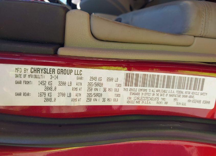 Photo 9 of 2014 Jeep Grand CHEROKEE OVERLAND (VIN 1C4RJECG7EC461079)