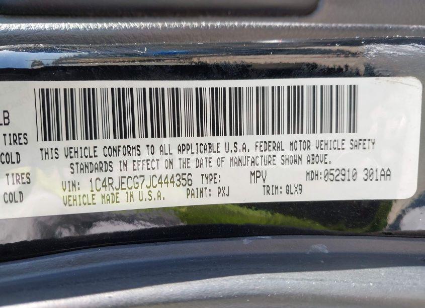 Photo 9 of 2018 Jeep Grand CHEROKEE HIGH ALTITUDE 4X2 (VIN 1C4RJECG7JC444356)