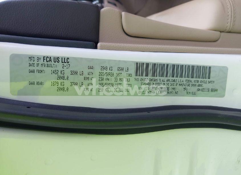 Photo 9 of 2017 Jeep Grand CHEROKEE OVERLAND 4X2 (VIN 1C4RJECG8HC813686)