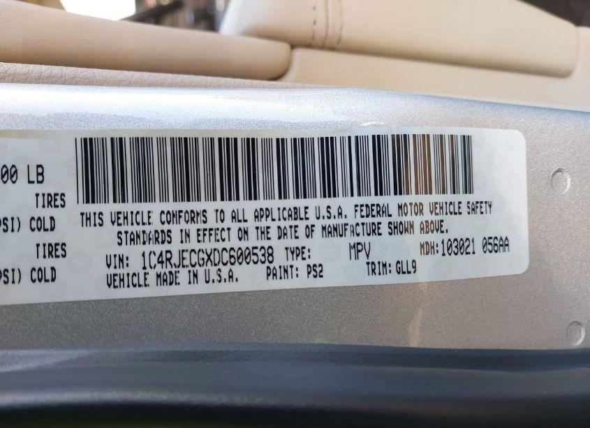 Photo 9 of 2013 Jeep Grand CHEROKEE OVERLAND (VIN 1C4RJECGXDC600538)