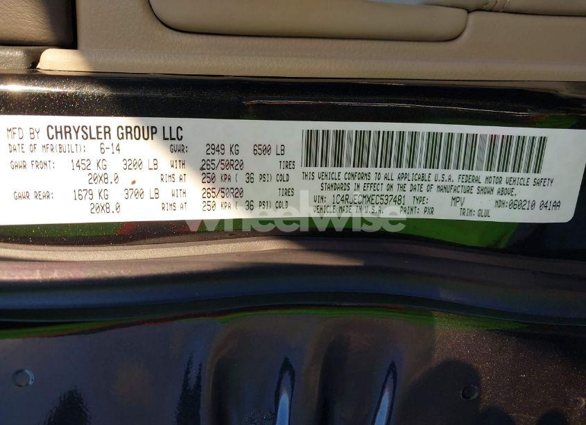 Photo 9 of 2014 Jeep Grand CHEROKEE OVERLAND (VIN 1C4RJECMXEC537481)