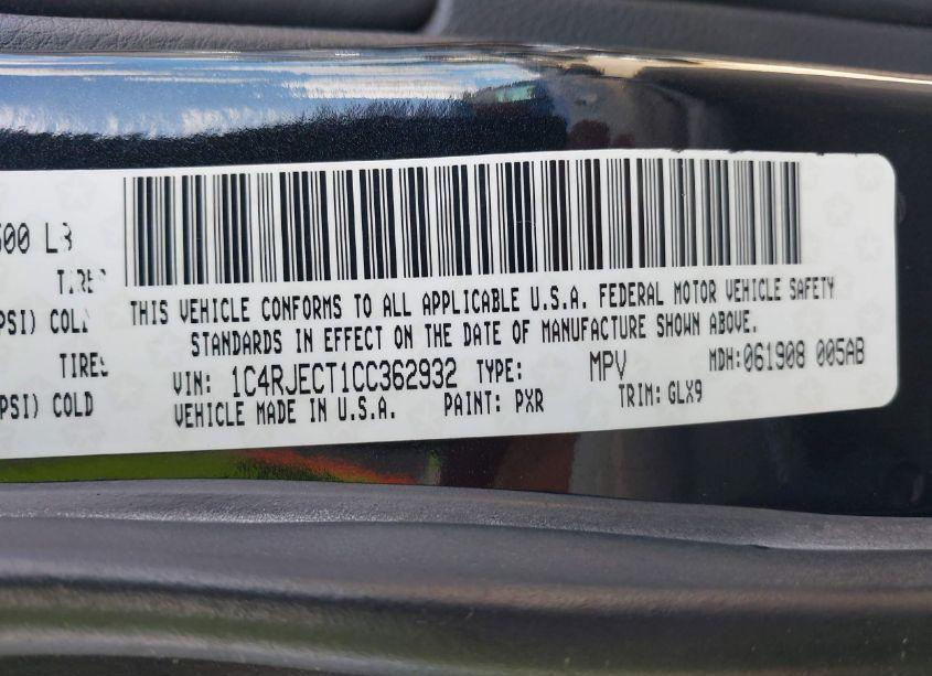 Photo 9 of 2012 Jeep Grand CHEROKEE OVERLAND (VIN 1C4RJECT1CC362932)