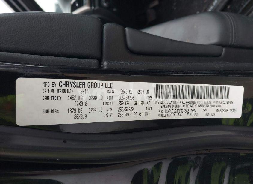 Photo 9 of 2015 Jeep Grand CHEROKEE SUMMIT (VIN 1C4RJEJG3FC626002)