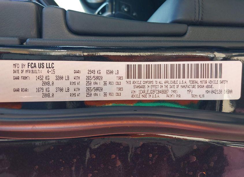 Photo 9 of 2015 Jeep Grand CHEROKEE SUMMIT (VIN 1C4RJEJG9FC848687)