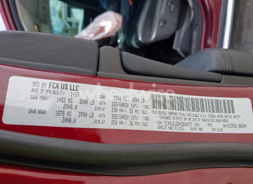 Photo 9 of 2017 Jeep Grand CHEROKEE SUMMIT 4X2 (VIN 1C4RJEJG9HC804577)