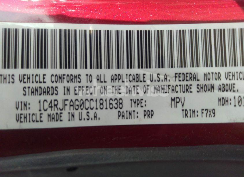 Photo 9 of 2012 Jeep Grand CHEROKEE LAREDO (VIN 1C4RJFAG0CC181638)