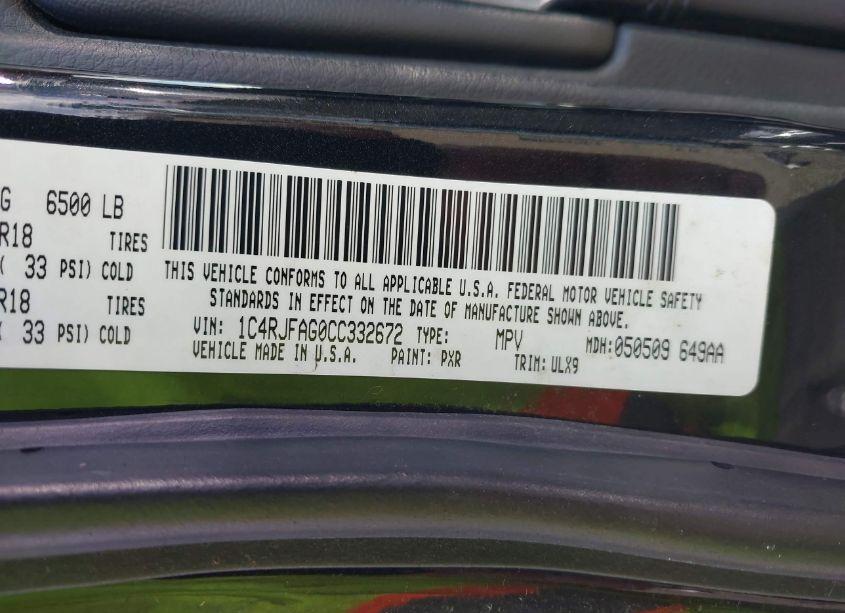 Photo 9 of 2012 Jeep Grand CHEROKEE LAREDO (VIN 1C4RJFAG0CC332672)