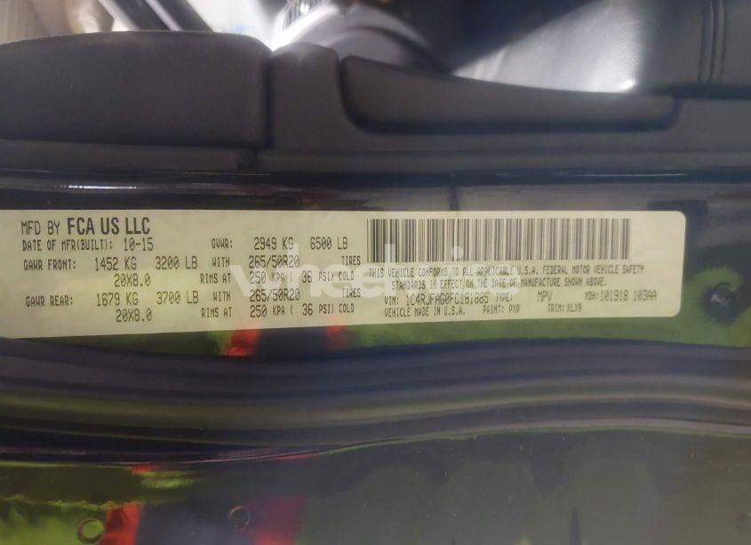 Photo 9 of 2015 Jeep Grand CHEROKEE ALTITUDE (VIN 1C4RJFAG0FC181885)