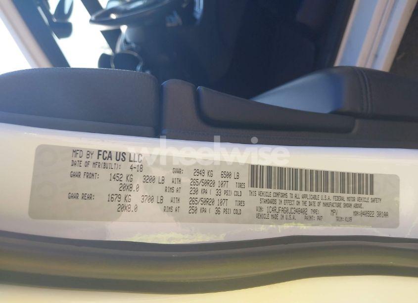 Photo 9 of 2018 Jeep Grand CHEROKEE ALTITUDE 4X4 (VIN 1C4RJFAG0JC348402)