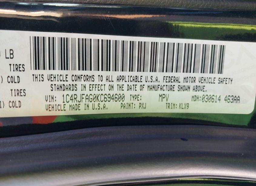 Photo 9 of 2019 Jeep Grand CHEROKEE ALTITUDE 4X4 (VIN 1C4RJFAG0KC694600)