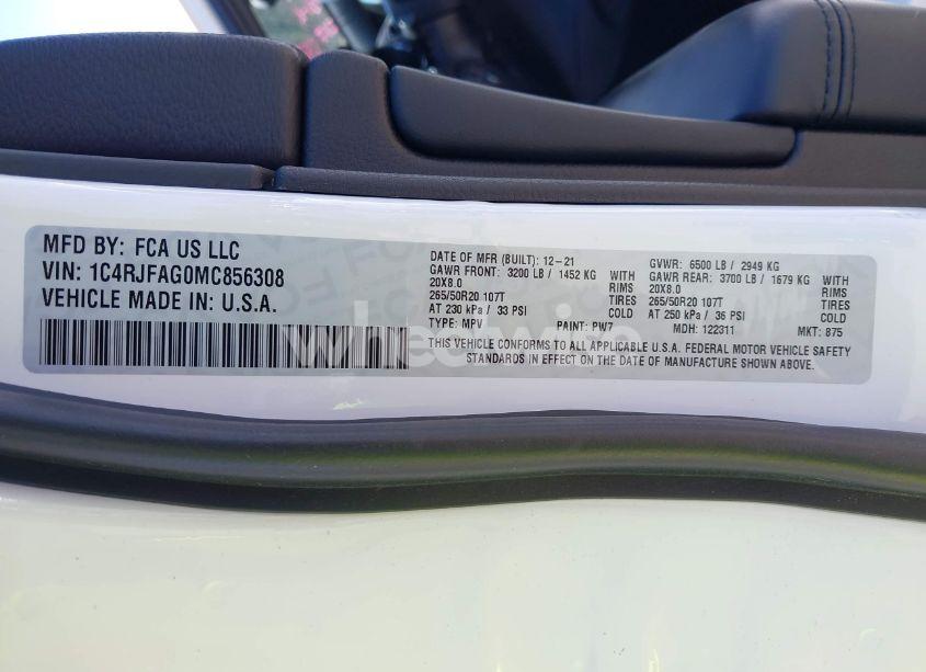 Photo 9 of 2021 Jeep Grand CHEROKEE LAREDO X 4X4 (VIN 1C4RJFAG0MC856308)