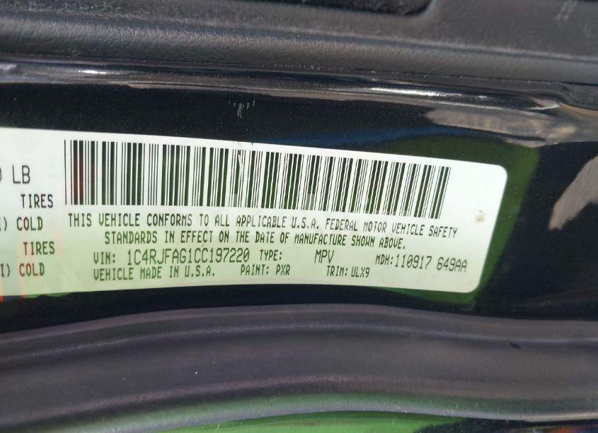 Photo 9 of 2012 Jeep Grand CHEROKEE LAREDO (VIN 1C4RJFAG1CC197220)