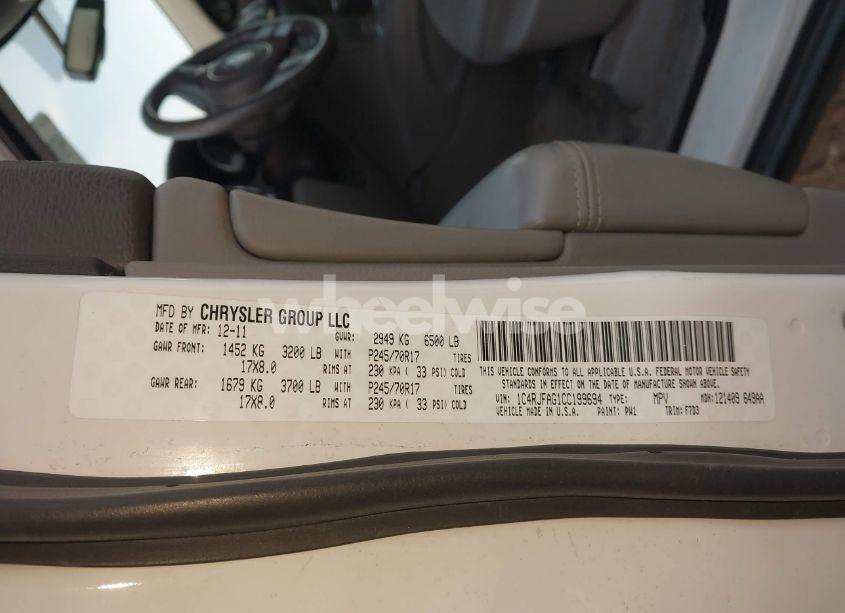 Photo 9 of 2012 Jeep Grand CHEROKEE LAREDO (VIN 1C4RJFAG1CC199694)