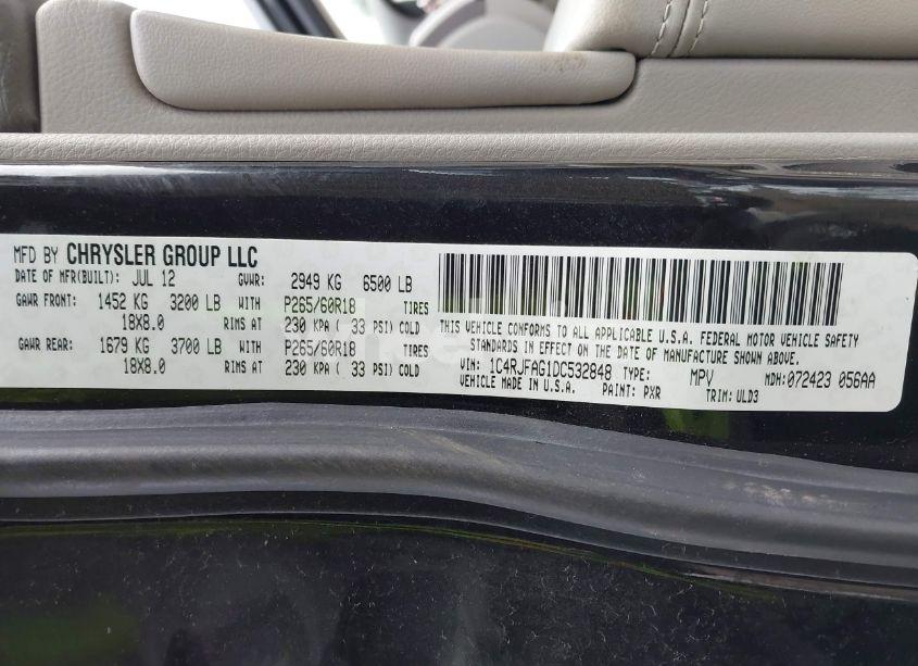 Photo 9 of 2013 Jeep Grand CHEROKEE LAREDO (VIN 1C4RJFAG1DC532848)