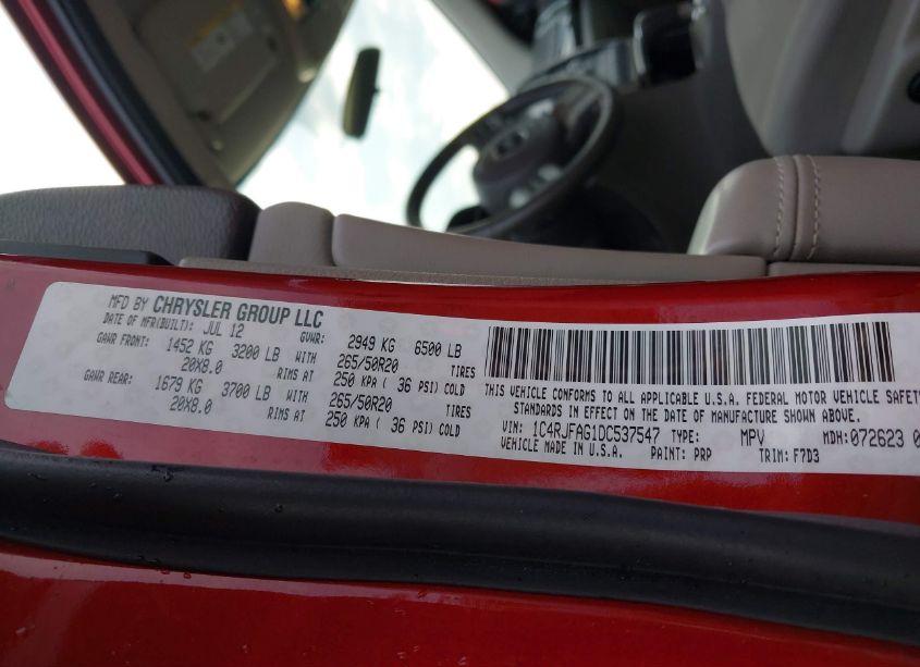 Photo 9 of 2013 Jeep Grand CHEROKEE LAREDO (VIN 1C4RJFAG1DC537547)