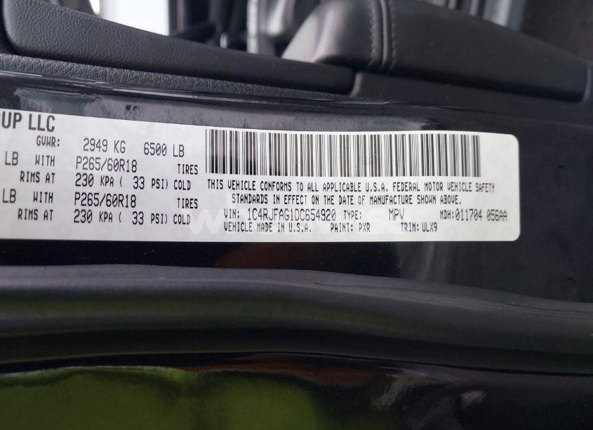 Photo 9 of 2013 Jeep Grand CHEROKEE LAREDO (VIN 1C4RJFAG1DC654920)