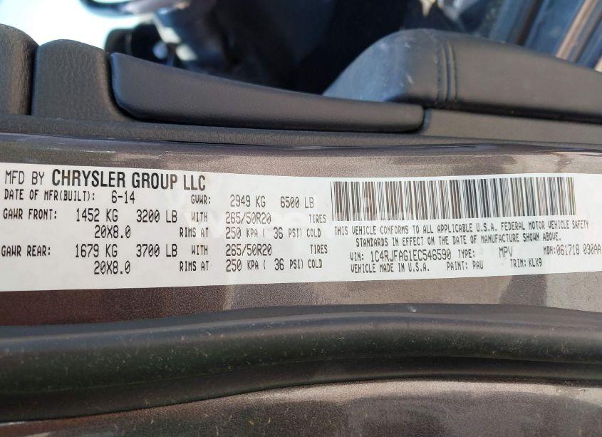 Photo 9 of 2014 Jeep Grand CHEROKEE ALTITUDE (VIN 1C4RJFAG1EC546590)