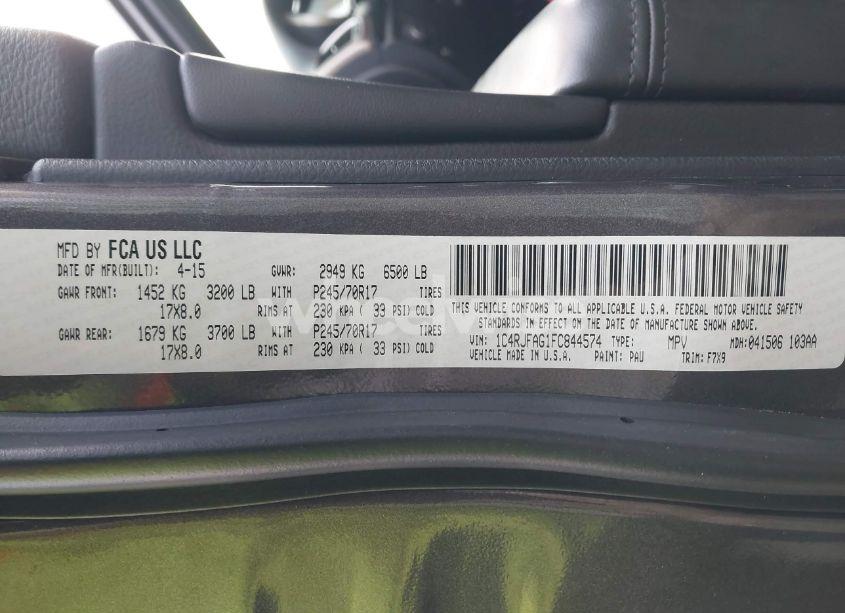 Photo 9 of 2015 Jeep Grand CHEROKEE LAREDO (VIN 1C4RJFAG1FC844574)