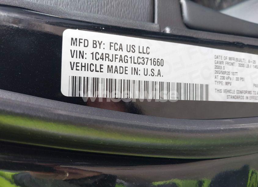 Photo 9 of 2020 Jeep Grand CHEROKEE ALTITUDE 4X4 (VIN 1C4RJFAG1LC371660)