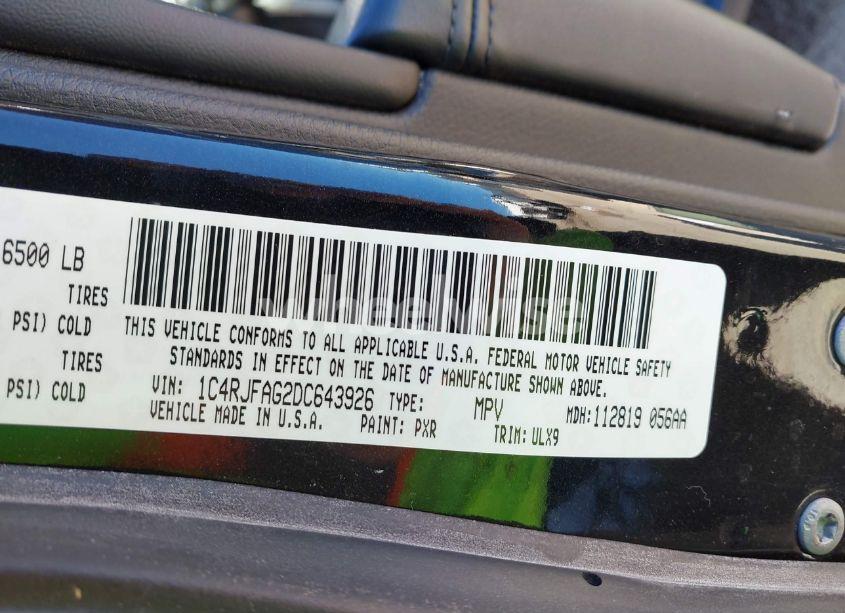 Photo 9 of 2013 Jeep Grand CHEROKEE LAREDO (VIN 1C4RJFAG2DC643926)