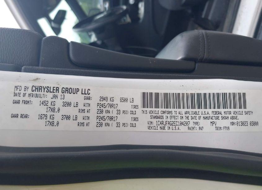 Photo 9 of 2014 Jeep Grand CHEROKEE LAREDO (VIN 1C4RJFAG2EC104207)