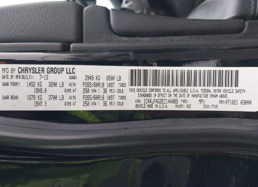 Photo 9 of 2014 Jeep Grand CHEROKEE LAREDO (VIN 1C4RJFAG2EC144089)