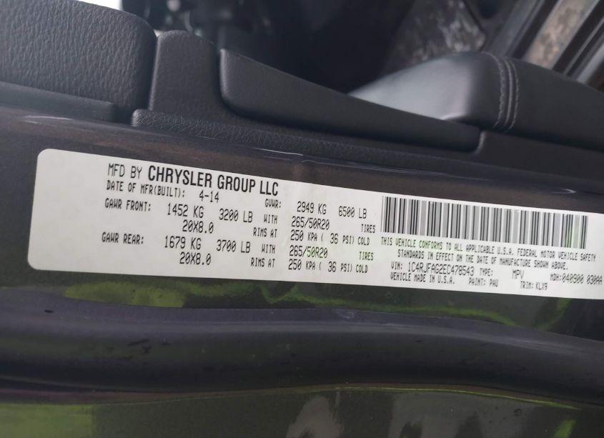 Photo 9 of 2014 Jeep Grand CHEROKEE LAREDO (VIN 1C4RJFAG2EC478543)