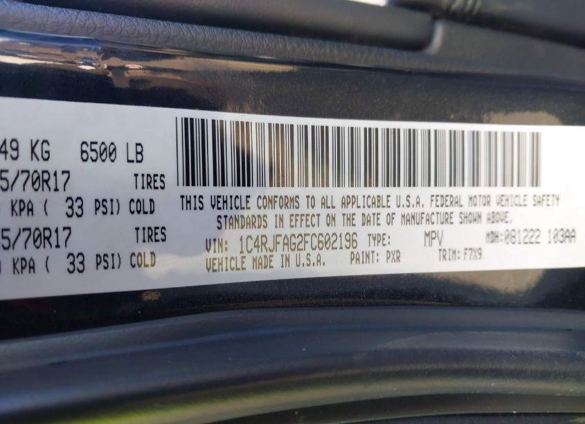 Photo 9 of 2015 Jeep Grand CHEROKEE LAREDO (VIN 1C4RJFAG2FC602196)