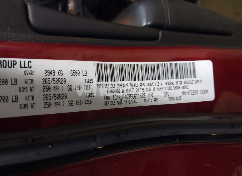 Photo 9 of 2015 Jeep Grand CHEROKEE ALTITUDE (VIN 1C4RJFAG2FC611562)