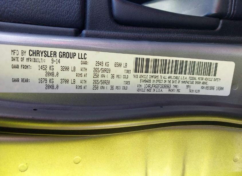 Photo 9 of 2015 Jeep Grand CHEROKEE ALTITUDE (VIN 1C4RJFAG2FC636963)