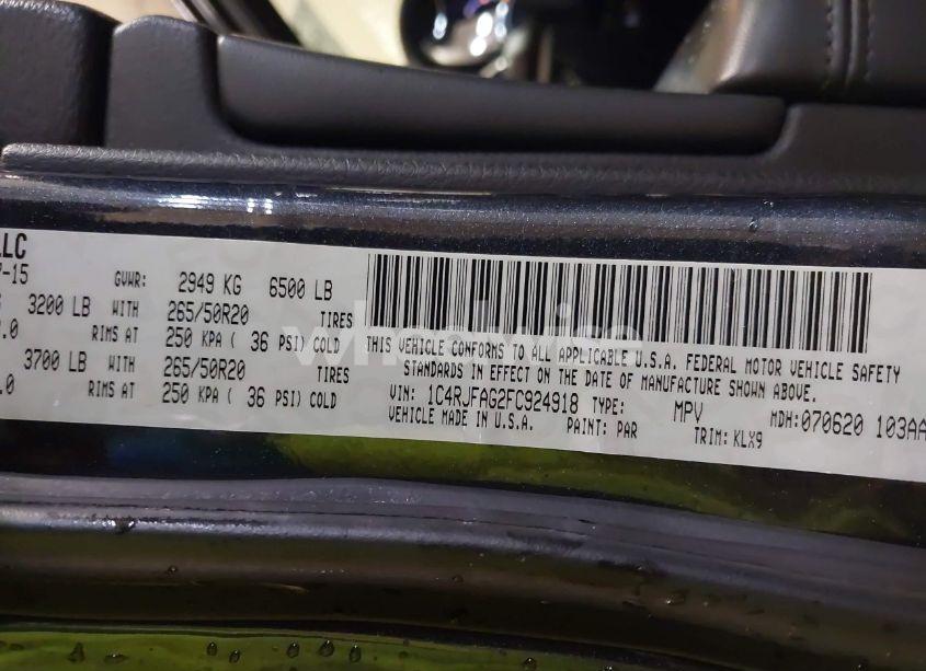 Photo 9 of 2015 Jeep Grand CHEROKEE ALTITUDE (VIN 1C4RJFAG2FC924918)