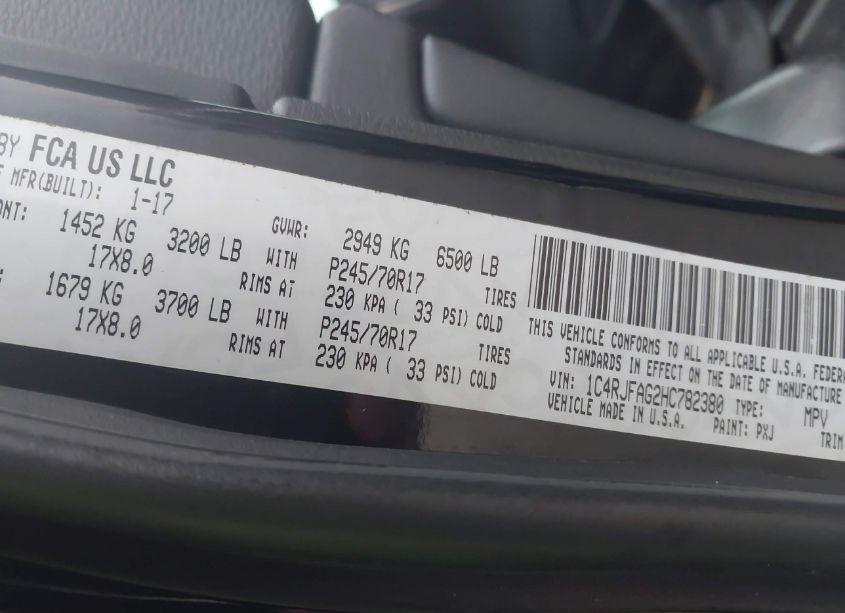 Photo 9 of 2017 Jeep Grand CHEROKEE LAREDO 4X4 (VIN 1C4RJFAG2HC782380)