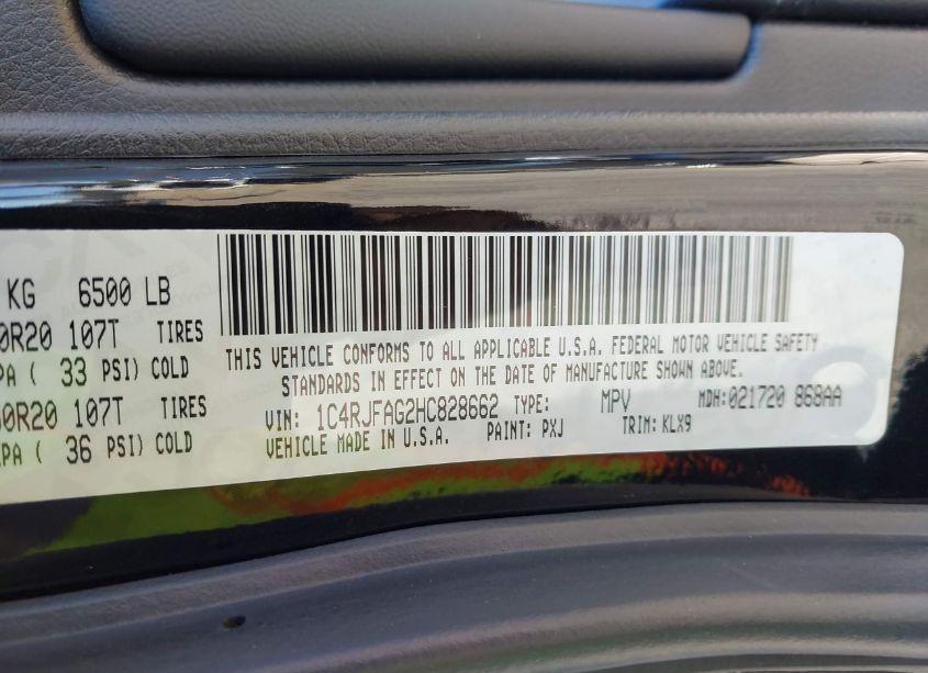 Photo 9 of 2017 Jeep Grand CHEROKEE ALTITUDE 4X4 (VIN 1C4RJFAG2HC828662)