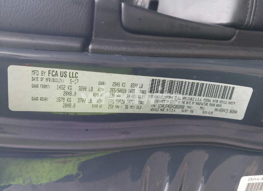 Photo 9 of 2017 Jeep Grand CHEROKEE ALTITUDE 4X4 (VIN 1C4RJFAG2HC865808)