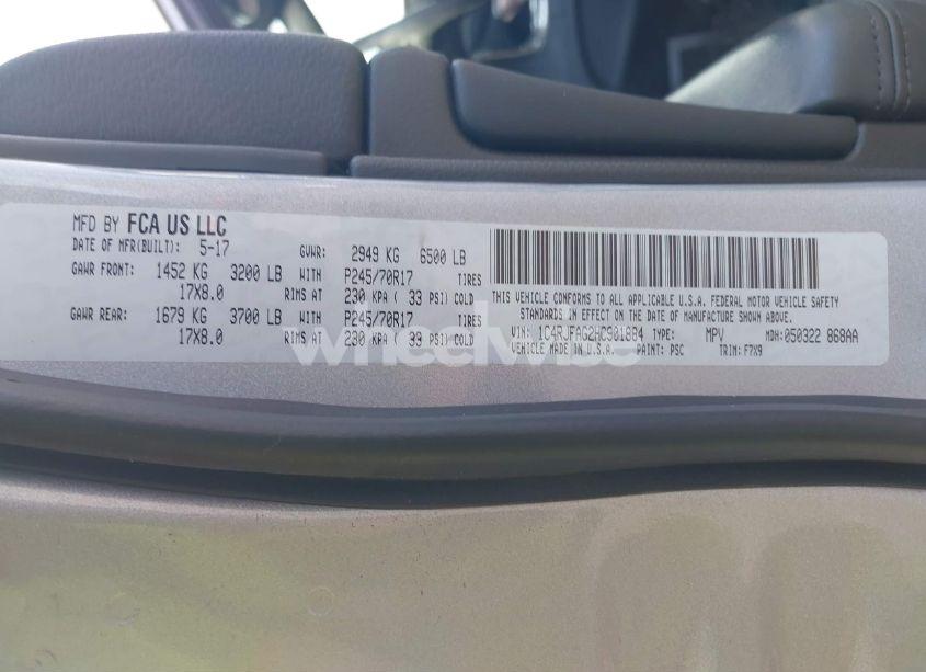 Photo 9 of 2017 Jeep Grand CHEROKEE LAREDO 4X4 (VIN 1C4RJFAG2HC901884)